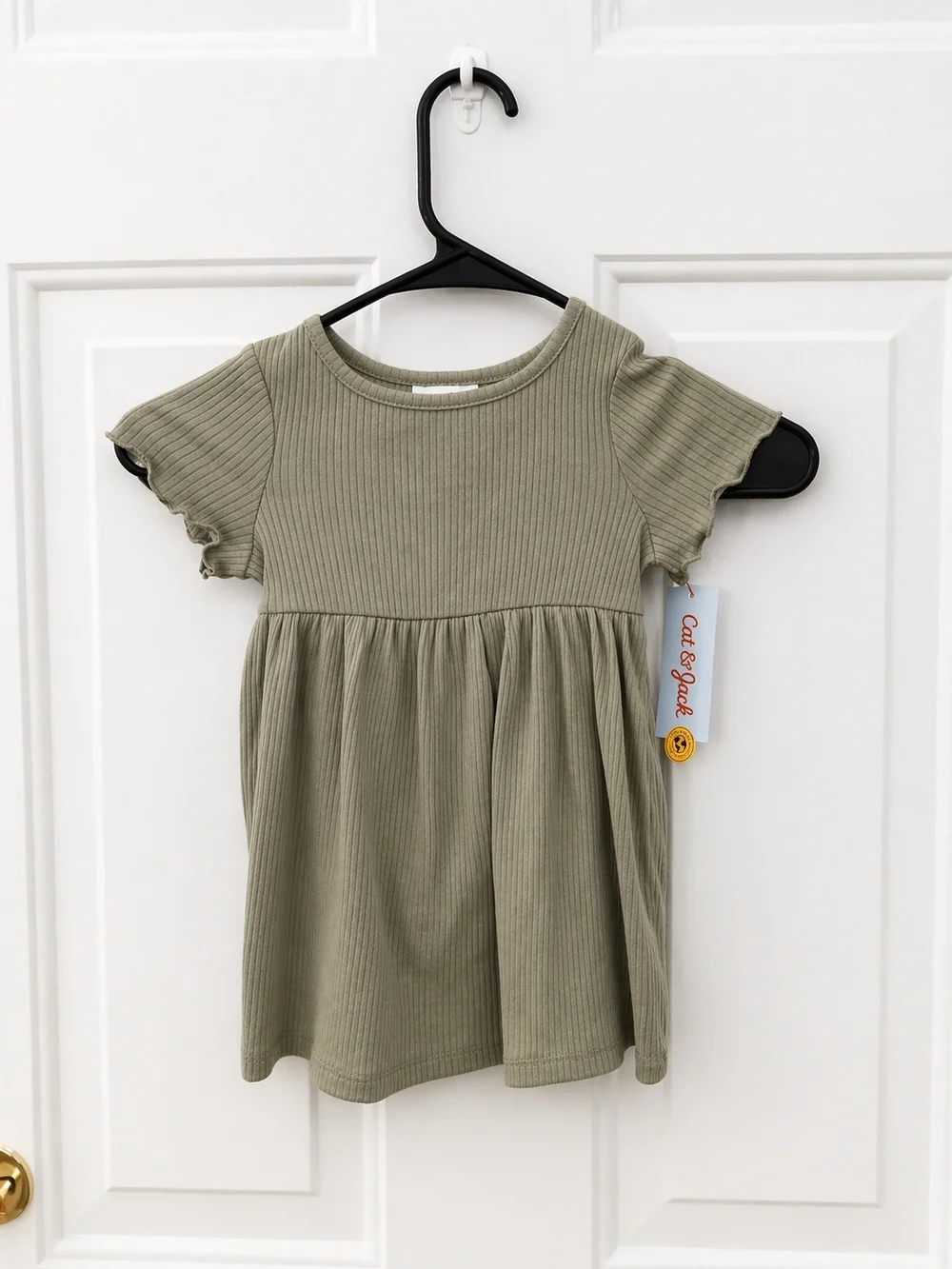 Cat & Jack Olive Green Ribbed Dress Size 18M - Picture 2 of 6
